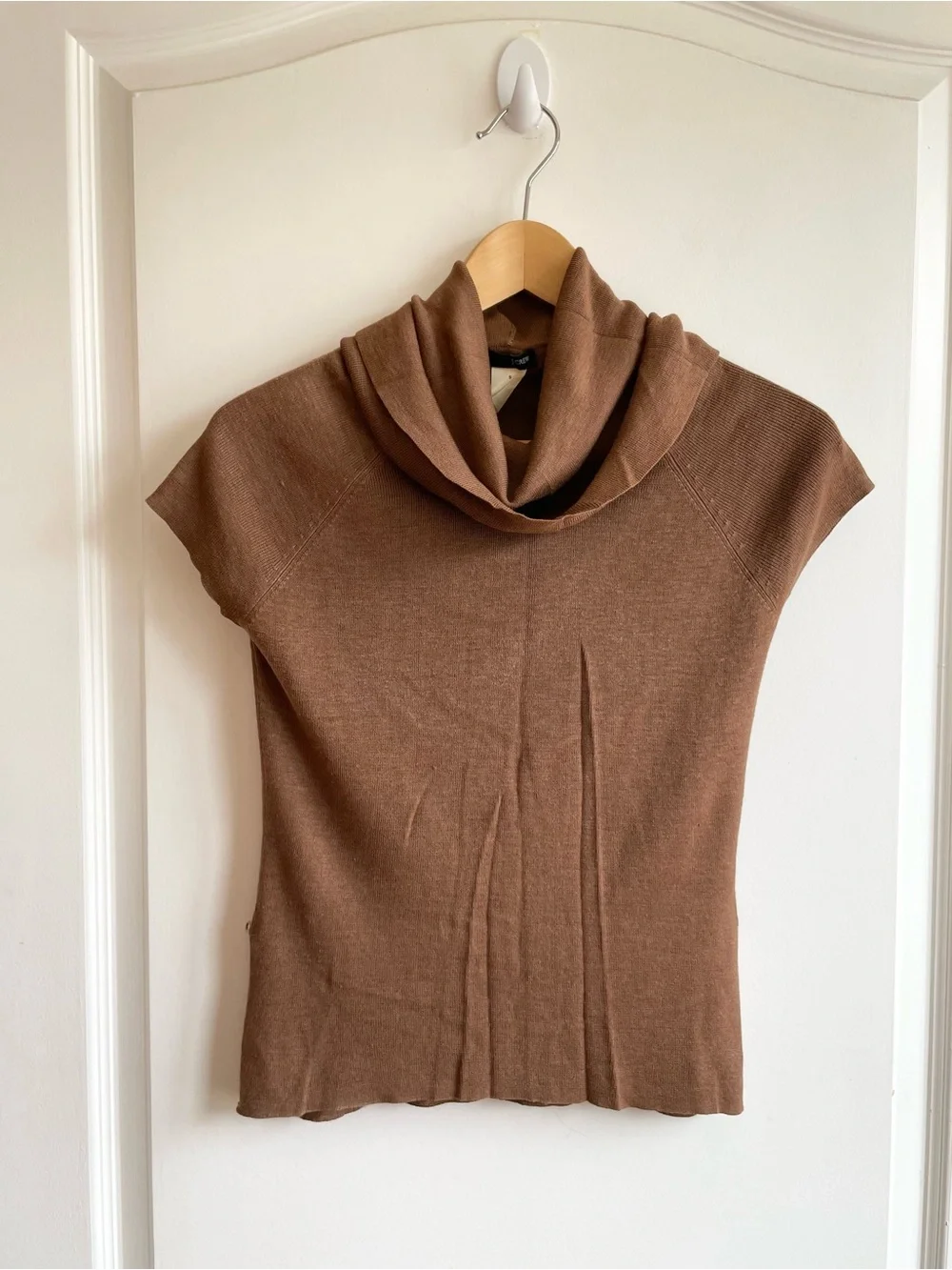 Vintage J.crew Womens Silk Cotton Cowl Neck Cap Sleeve Knit Top Y2K